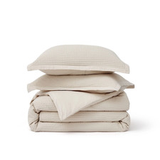 Bedsure GentleSoft Cotton Waffle Weave Duvet Cover Set OVERSIZED KING 120x98