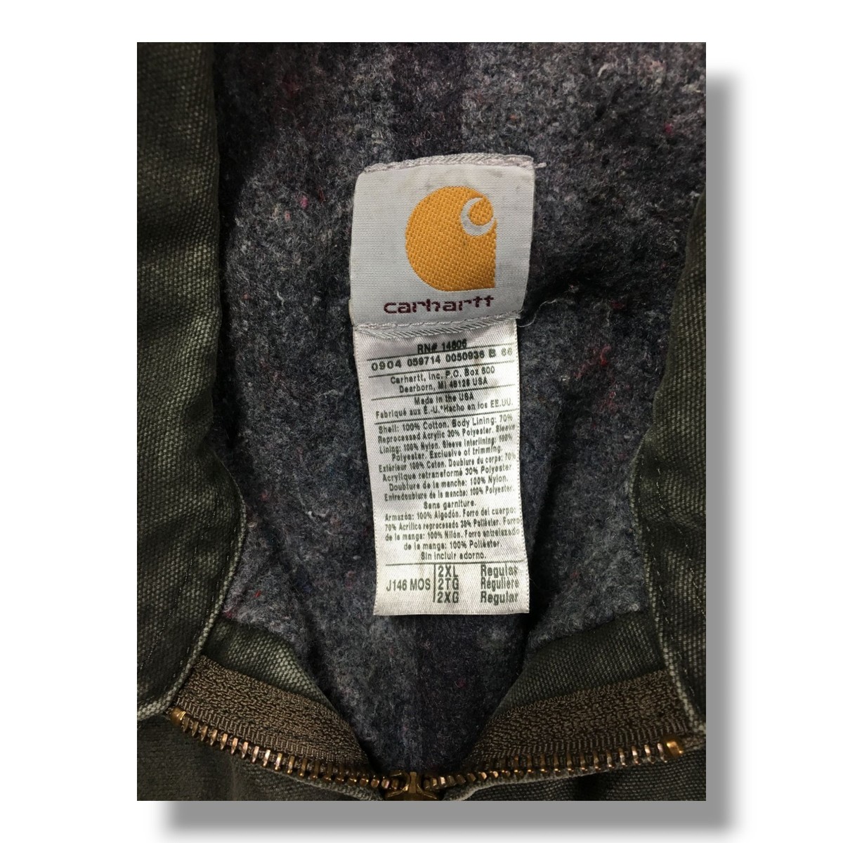 Vintage Carhartt Detroit Jacket J146 MOS Size 2XL Moss Green Coat