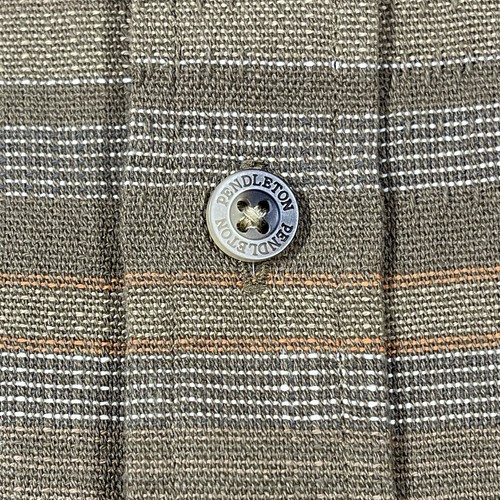 Pendleton Shirt Mens Medium Brown Rust Striped Fitted Pocket Short Sleeve Button - Picture 3 of 8