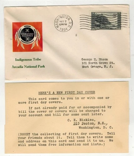 1934 NATIONAL PARKS 746 INDIGENOUS INDIANS RARE HPS ADDON 1/1 ACADIA MAINE