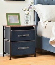 20 Inch Height Industrial Nightstand with 2 Pull-out Fabric Drawers