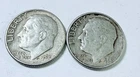 1962 D Roosevelt Dimes, 90% Silver Lot Of 2 Circulated Coins Free Shipping #8725