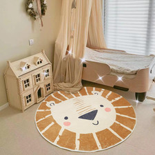 Abreeze Kids Play Rug 4Ft Lion Round Area Rug Kids Nursery Door Mat Soft Plush