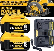 2pack For DeWalt 20V 20 Volt Max 8.0AH Lithium Battery / Dual Charger DCB206-2