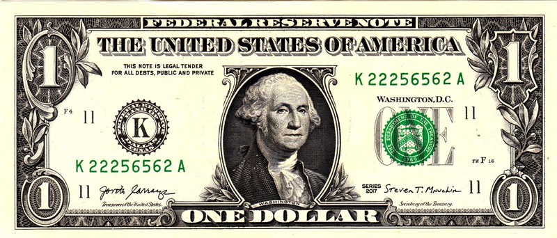 $1 2021 Fancy Serial  Uncirulated CU K22256562A