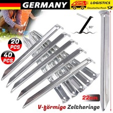 Metall Zelthering 22 cm lang V’ Form Sandheringe Erdanker Zeltpfähle x 20 x40