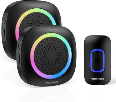 Funkklingel mit RGB-Licht, 400 m Reichweite, 60 Klingeltöne, IP66 Outdoor
