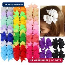 40Piece 3 Inch Boutique Grosgrain Ribbon Pinwheel Hair Bows Alligator Clips For