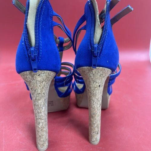 Zapatos de tacón Charlotte Russe Lorde-12 para mujer de 5" talla 7 hebilla con cremallera azul cobalto Foto 4 de 4