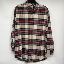 Vintage LL Bean Shirt Men s Sz L Red Plaid Button Down 100 Cotton 90 s Classic