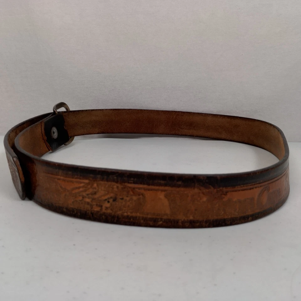 Винтажный мужской кожаный ремень NASCAR Winston Cup коричневый для гонок 35–39 дюймов - Изображение 4 из 4