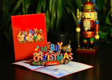 3D Pop Up Handcrafted Christmas New Year Cards 6”×8” with Envelope & Blank Note