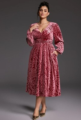 knee length dresses for ladies Ever-Pretty Velvet Ruffles Sleeve Stretchy Double V-Neck A-Line Evening Dress main image 1