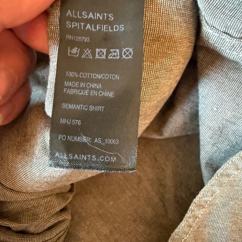 AllSaints Spitalfields Semantic Hooded Shirt Jacket Men's XL Gray 100% Cotton image 3