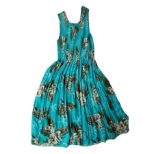 Sunny Island Hawaiian Resort Coconut Girl OS Vintage Tropical Floral Maxi Dress