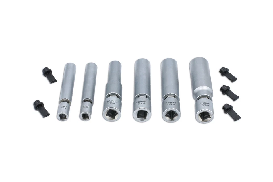 Laser Tools Metric Swivel Spark & Glow Plug Socket Set 1/4"D 3/8"D 6pc 8066 - Image 1 of 1
