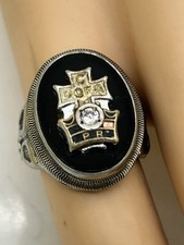 925 sterling Vintage DOFA Onyx & 6 Pt Diamondique  Ring Size 5 .Vow Of Service .