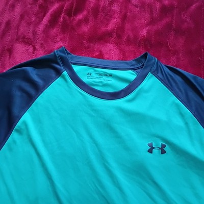 Under Armor Mens Heat Gear Short Sleeve Tee Green And Blue Size 2XL (434