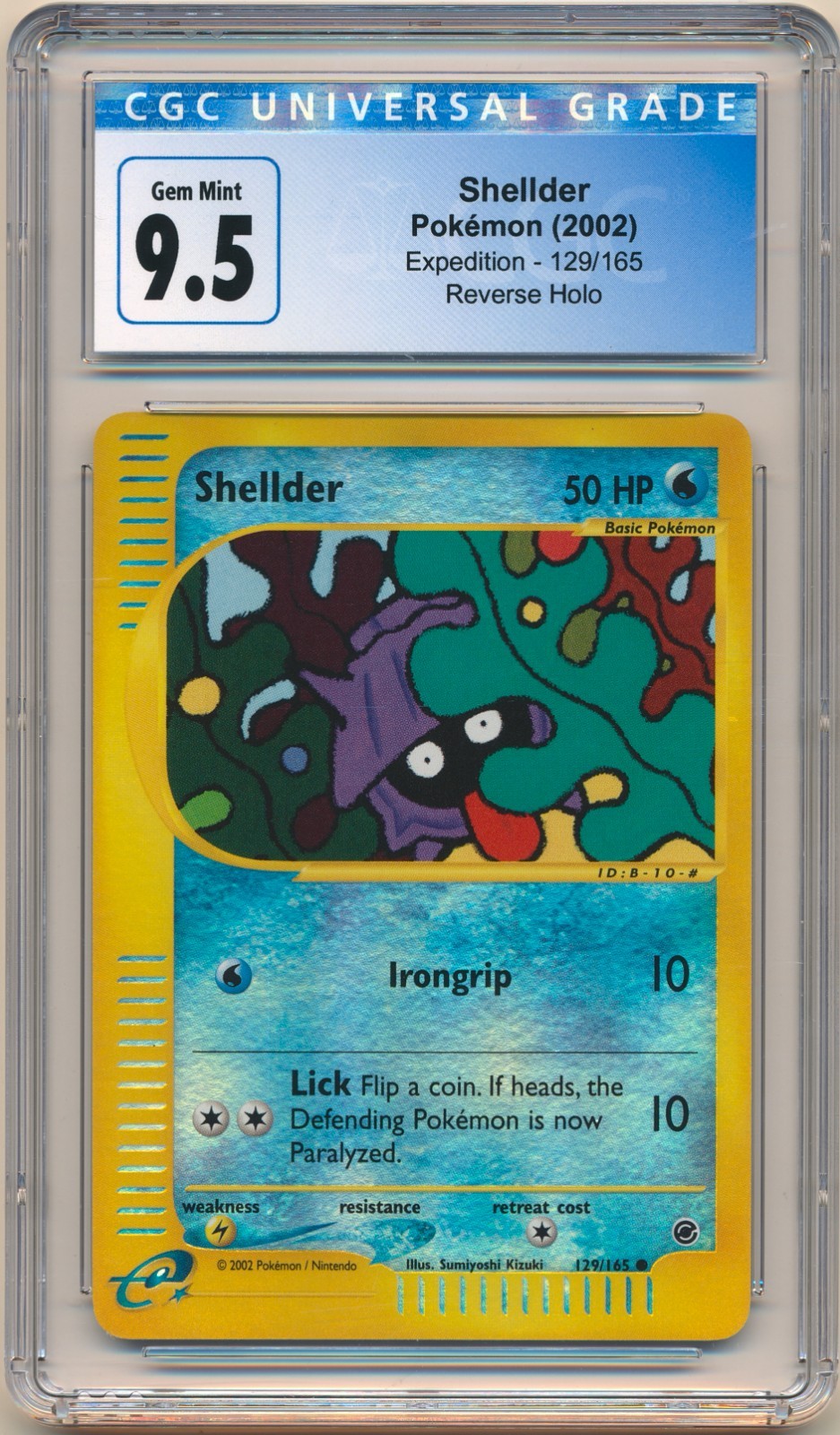 2002 Pokemon Expedition Shellder Reverse Holo 129/165 CGC 10 Gem Mint WOTC
