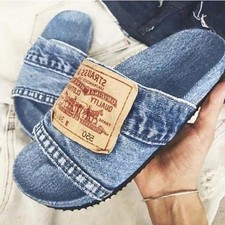 Zapatillas De Moda Vaquera Para Mujer Zapatos Cómodas Sandalias De Verano Playa