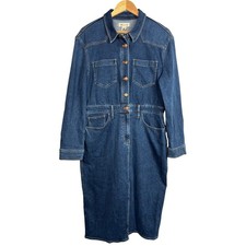 Madewell Denim Western Midi Shirtdress 12 Blue Laselle Wash Americana Minimal