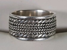 Vintage 925 Sterling Silver Wide Banded Band Multi Row Ring Size 6