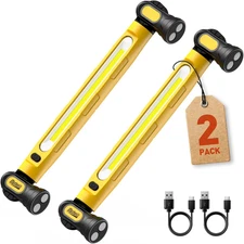 2Pack  under Hood Work Light Bar, 3000LM LED Magnetic Light Bar with Hooks, 5200