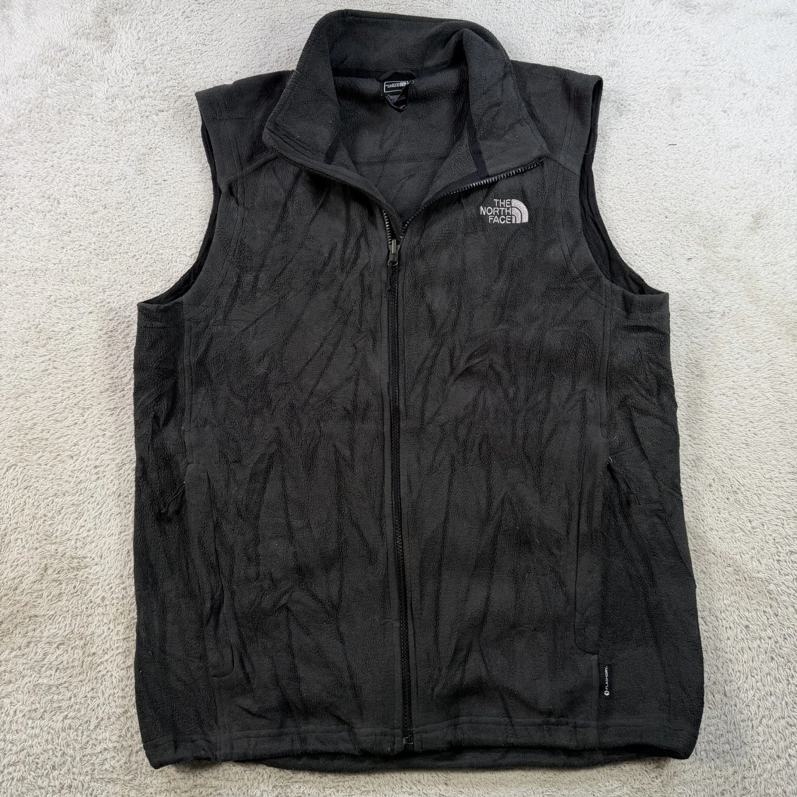 The North Face Vest Mens Large Black Flashdry Fleece Full Zip Pocket Outdoor