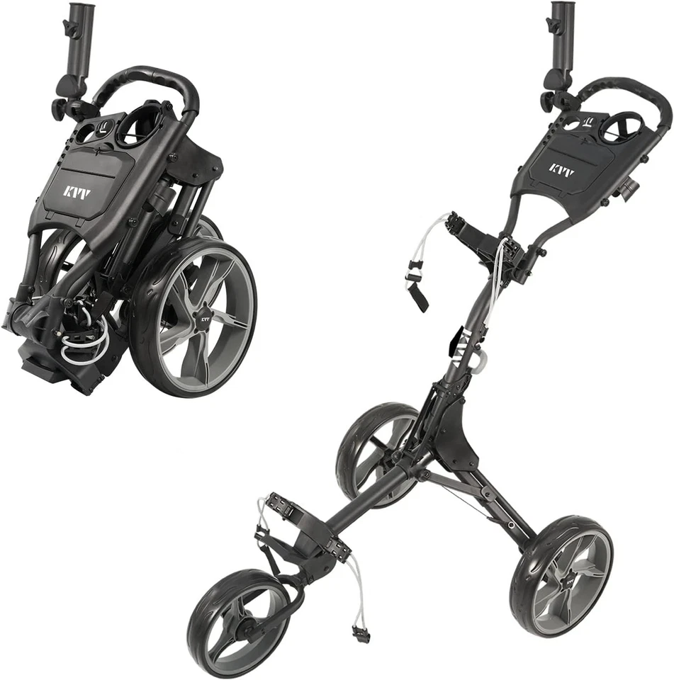 KVV 3 Wheel Golf Push Cart Ultra Lightweight Smallest Folding Size OPEN BOX - Image 3 of 4