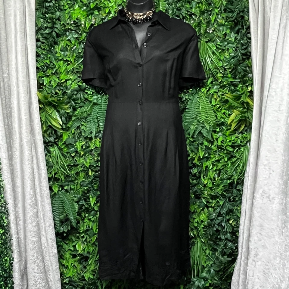 Платье женское Positive Attitude 20 черное льняное вискозное коктейльное на пуговицах 3041 - Изображение 2 из 4