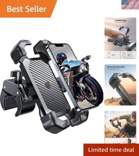 Motorcycle Phone Mount, 1s Auto Lock 100mph Military Anti-Shake Bike Phone...