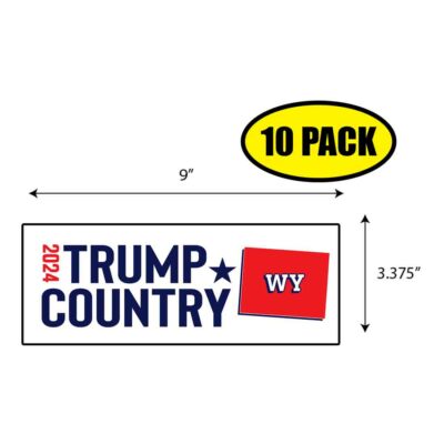 10 PACK 3.375''x9'' TRUMP COUNTRY WY 2024 Sticker Decal Humor Funny Gift BS0129