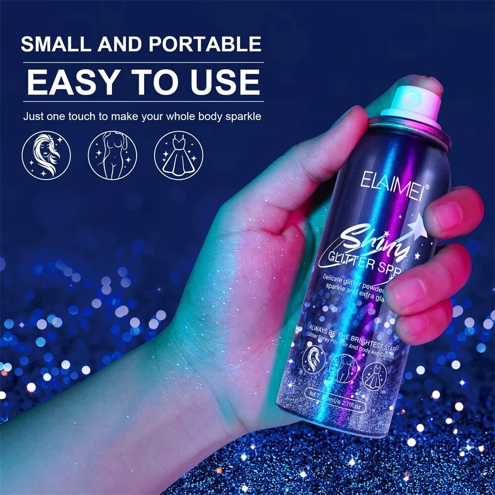 Body Shiny Glitter Highlighter Shimmer Spray for Face Body Hair