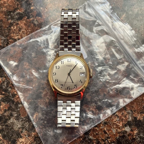 Men’s Vintage Timex Marlin Watch 35mm Gold Date England Dial Manual Wind Works