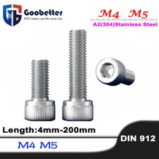 M4 M5 SOCKET CAP SCREWS BOLTS A2/304 STAINLESS STEEL ALLEN SCREW HEX DIN 912