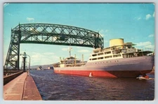 Postcard Duluth Minnesota Superior Harbor ASIA Cargo Ship St Lawrence Seaway