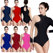 Womens Figure Skating Lyrical Bodysuit Athletic Leotard Acrobatics Gymnastics