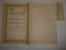 500 Franc Aktie Stra&szlig;enbahngesellschaft Odessa Br&uuml;ssel 20. Mai 1880 (128794)