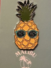 Malibu Rum Pineapple Enamel Pin Badge 1 in. X 1.5 in. NEW