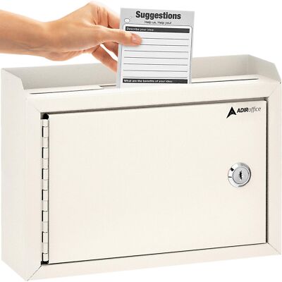 Adir Corp. Wall Mountable Steel Suggestion Box with Lock - Heavy Duty Key Loc...