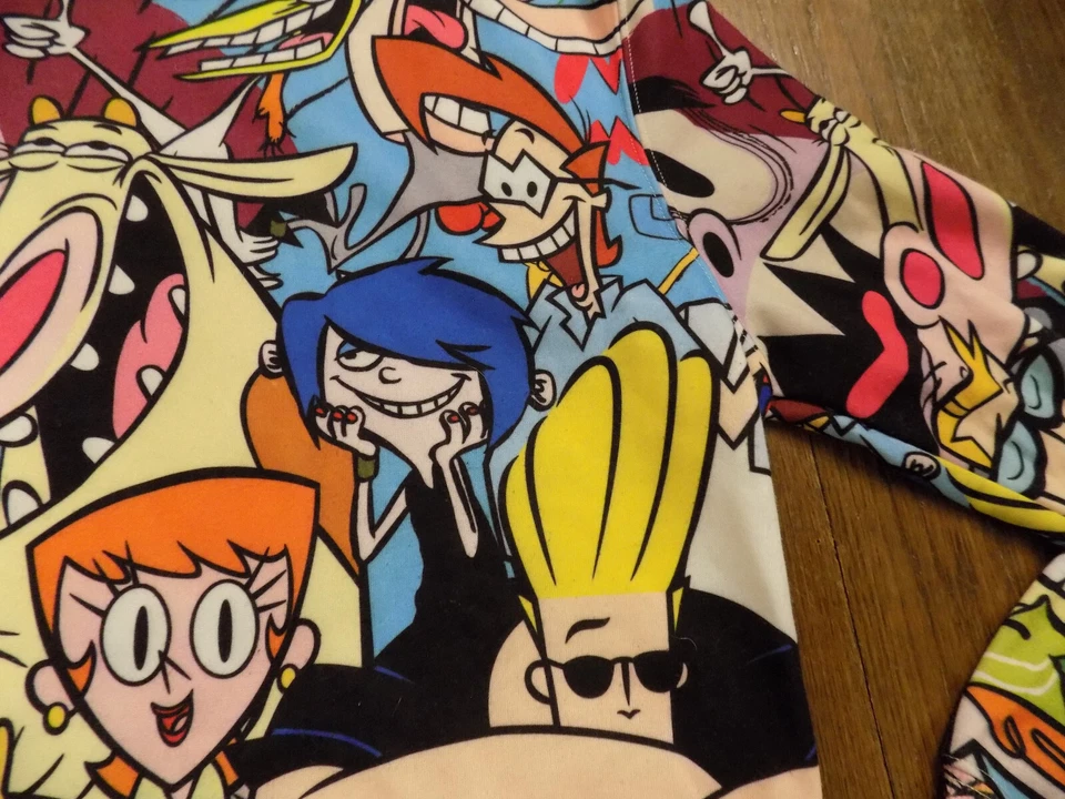 CARTOON NETWORK All Over Print 90s Character Sweatshirt Johnny Bravo Dexter Cow - Image 4 of 4