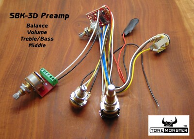 TONE MONSTER SBK-3D Bass Guitar Preamp +/-12dB Balance Volume Treble/Bass Middle
