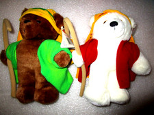 2 Dakin 1987 Shepherd Bear with Tags with Red and Green Robes Headdress Staff 9"