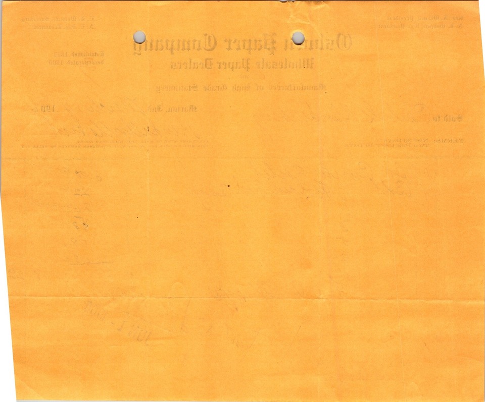 Osborn Paper Company Marion IN 1906 Billhead Paper Dealers Stationery