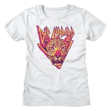 Camiseta para mujer Def Leppard logotipo de leopardo banda de música rock concierto top blanca