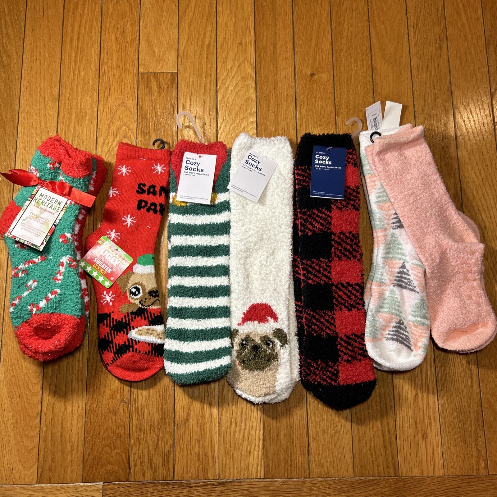 New Lot Of 9 Pairs Of Old Navy Sonoma Womens Fuzzy Christmas Dog Tree Cozy Socks