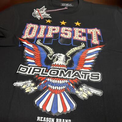 Dipset diplomats black reason men's pull over T-shirt, large or XL