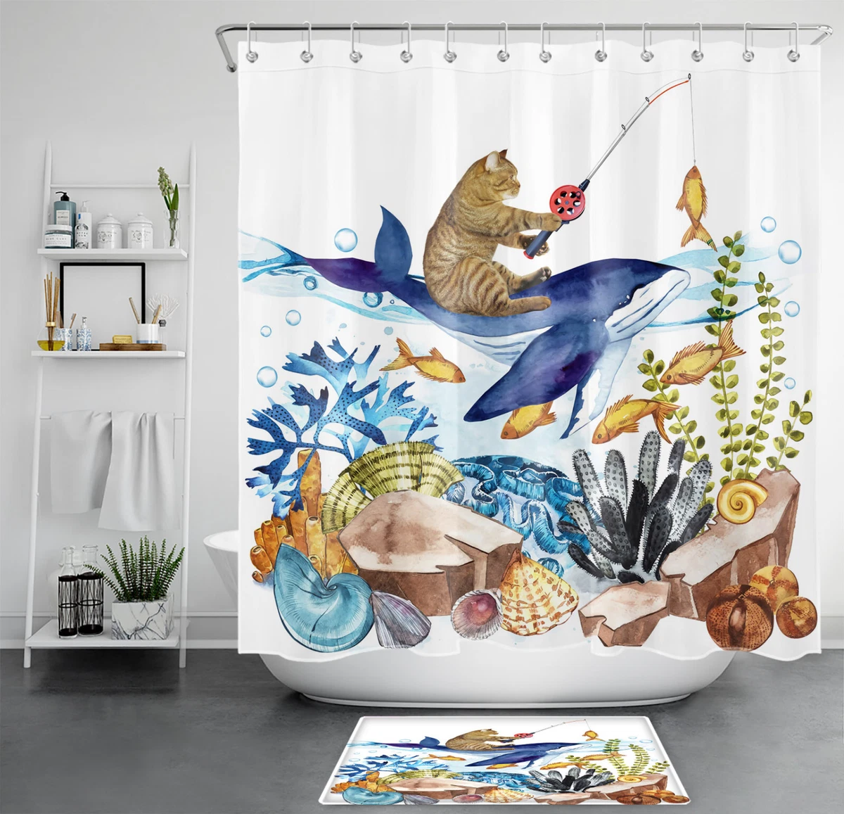 Shower sale curtain fish