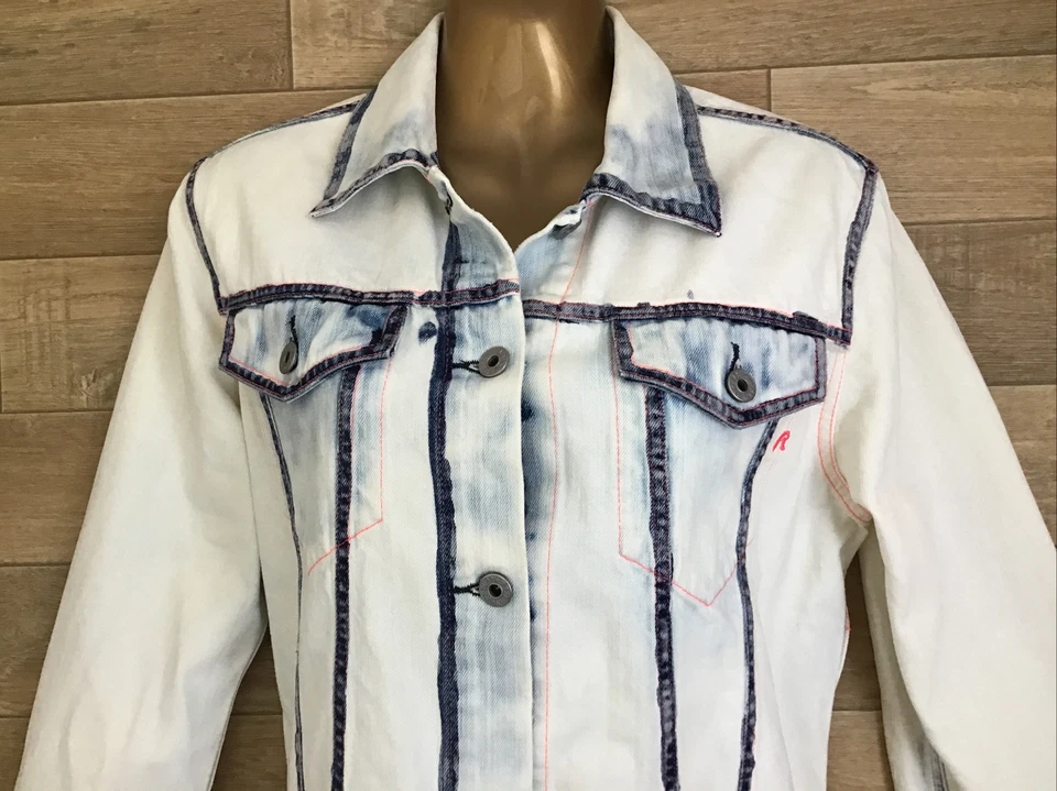 REPLAY DAMAS FUNKY CHAQUETA DE TINTE CORBATA TALLA GRANDE BLANCA/AZUL Foto 3 de 4