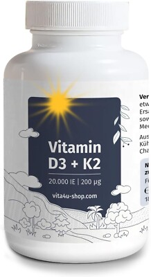 Vitamin D3 20000 I.E. mit 200μg Vitamin K2-180 vegetarische Tabletten